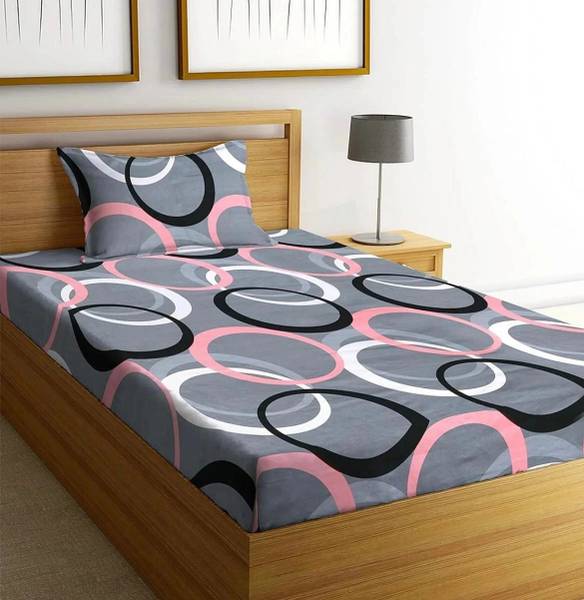 Rumps 220 TC Cotton Single Printed Flat Bedsheet
