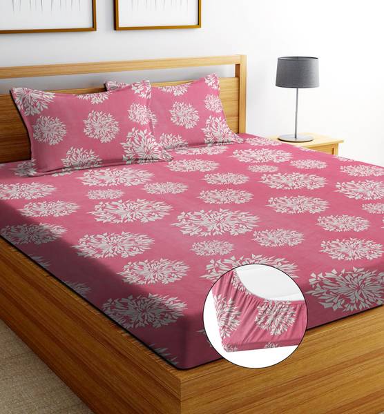 Decorum 160 TC Cotton Double Printed Fitted (Elastic) Bedsheet