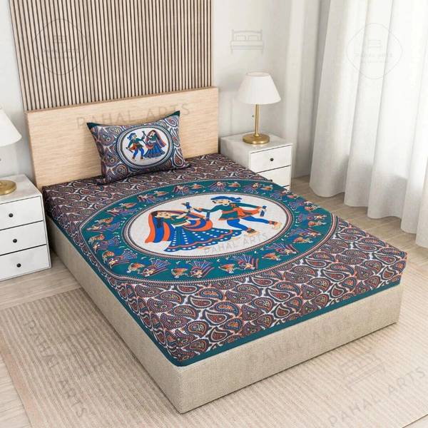 PahalArts Cotton Single Flat 144 TC Jaipuri Prints Bedsheet