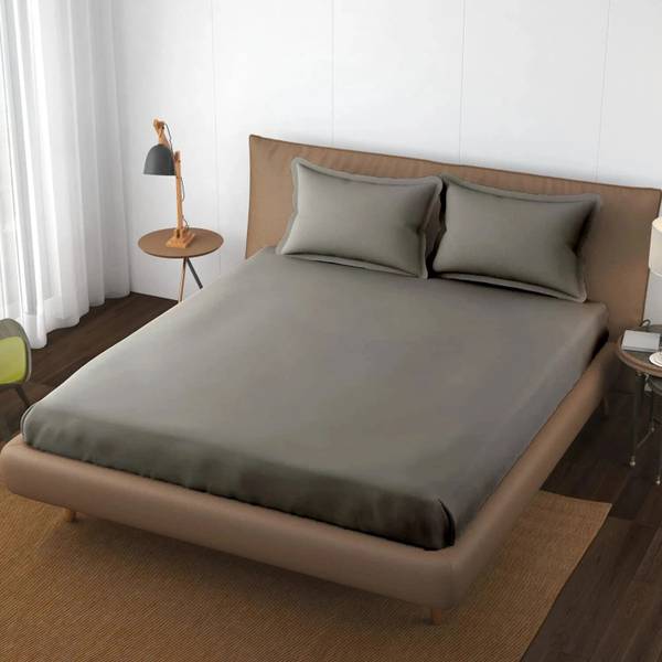 The Little Big Store 250 TC Microfiber King Solid Fitted (Elastic) Bedsheet
