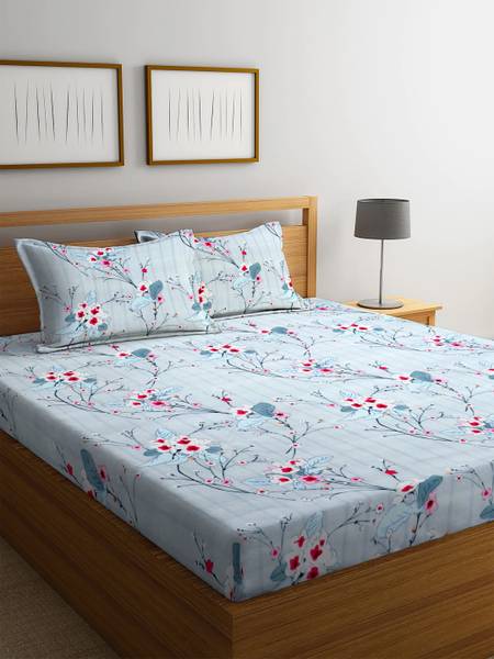 Ymoria Polyester Double Flat 270 TC Floral Bedsheet