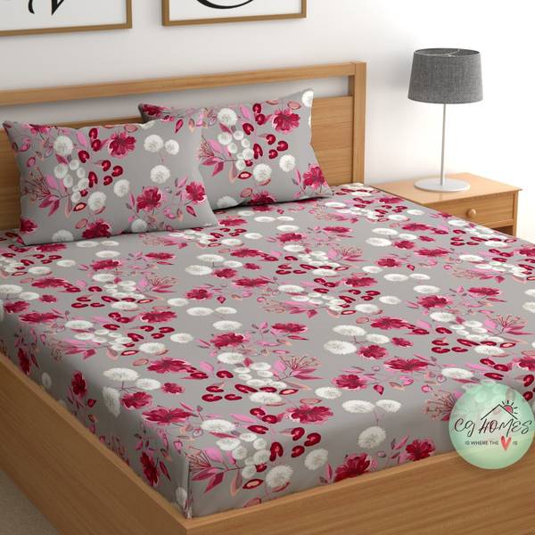 CG Homes 180 TC Cotton Double Printed Flat Bedsheet