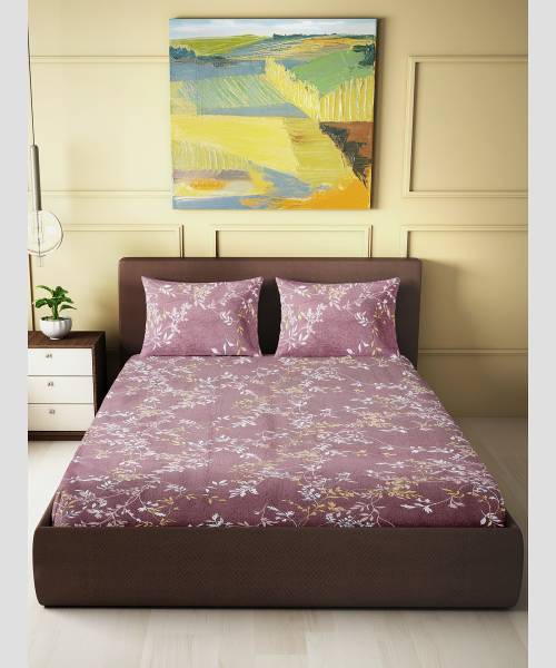 CARLTON LONDON 144 TC Cotton Double Printed Flat Bedsheet