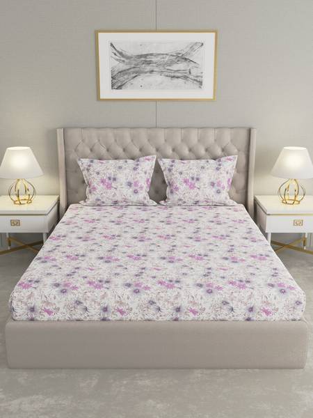 Raymond Home 104 TC Cotton Double Floral Flat Bedsheet