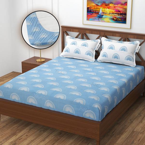 YaAkholic 210 TC Microfiber Queen Floral Fitted (Elastic) Bedsheet