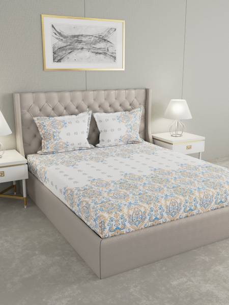 Raymond Home 210 TC Cotton King Paisley Flat Bedsheet