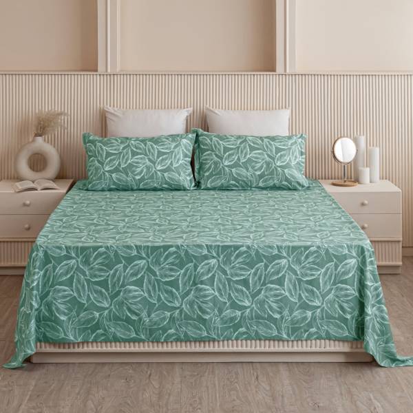 HOMEMONDE 210 TC Cotton Double Printed Flat Bedsheet
