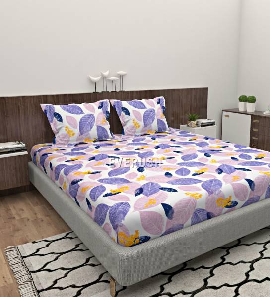 Everlush 260 TC Cotton Double Floral Fitted (Elastic) Bedsheet