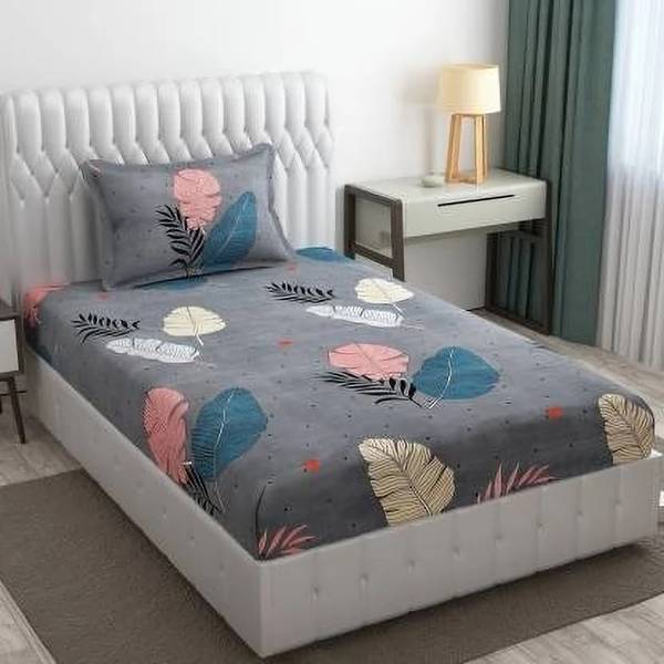 BLUEDOT 160 TC Microfiber Single Floral Flat Bedsheet