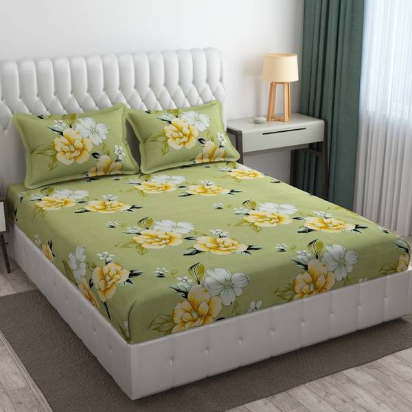 CB HOME 300 TC Cotton King Printed Fitted (Elastic) Bedsheet