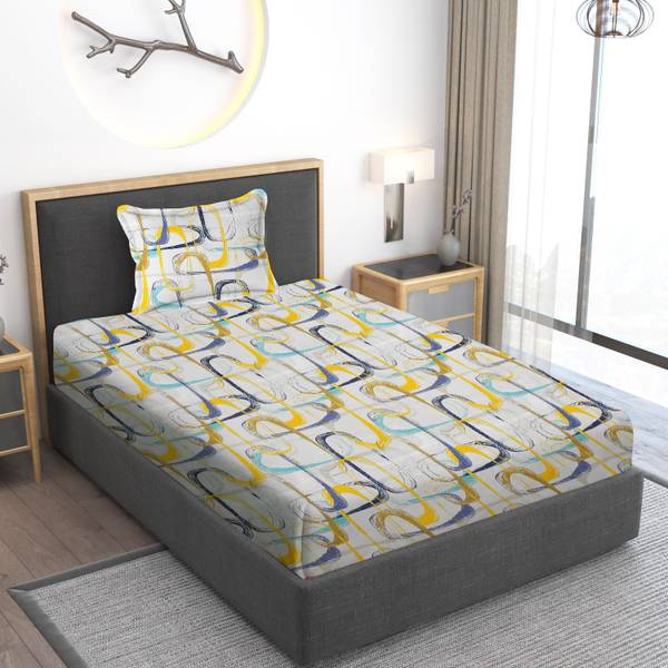 Home Stylish Cotton Single Flat 280 TC Floral Bedsheet