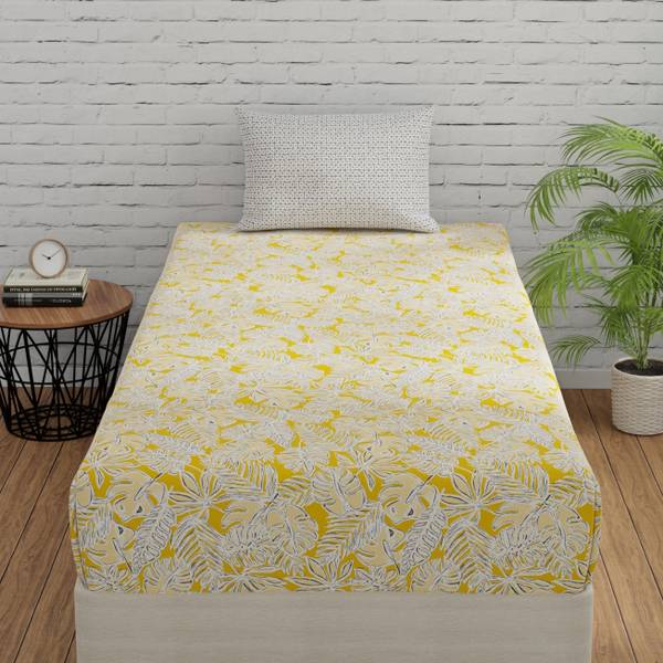 Huesland Cotton Single Flat 144 TC Floral Bedsheet