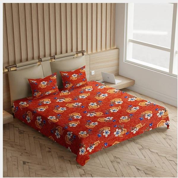 CARLTON LONDON 104 TC Cotton Queen Geometric Flat Bedsheet