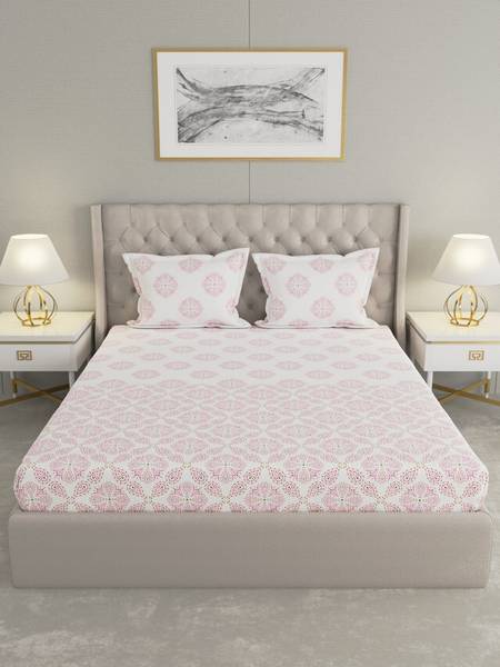 Raymond Home 200 TC Cotton King Motifs Flat Bedsheet