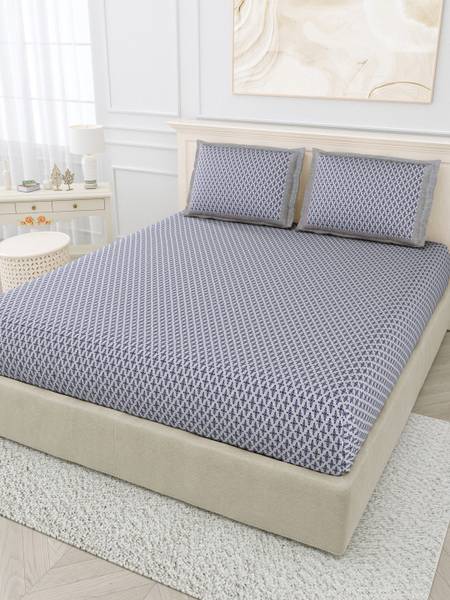 TRIDENT 160 TC Cotton King Floral Flat Bedsheet