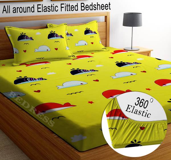Bedress 250 TC Microfiber King Cartoon Fitted (Elastic) Bedsheet
