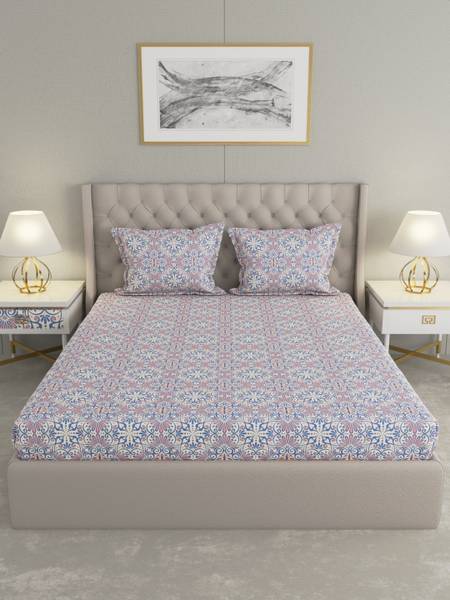 Raymond Home 110 TC Microfiber Double Motifs Fitted (Elastic) Bedsheet