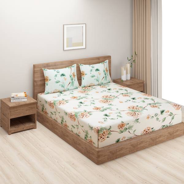 SWAYAM Cotton Double Flat 180 TC Printed Bedsheet