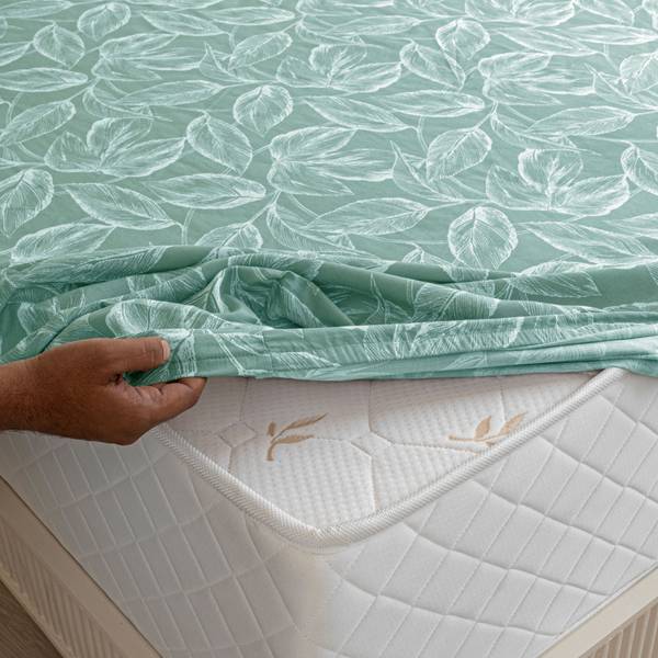 HOMEMONDE 210 TC Cotton King Printed Fitted (Elastic) Bedsheet