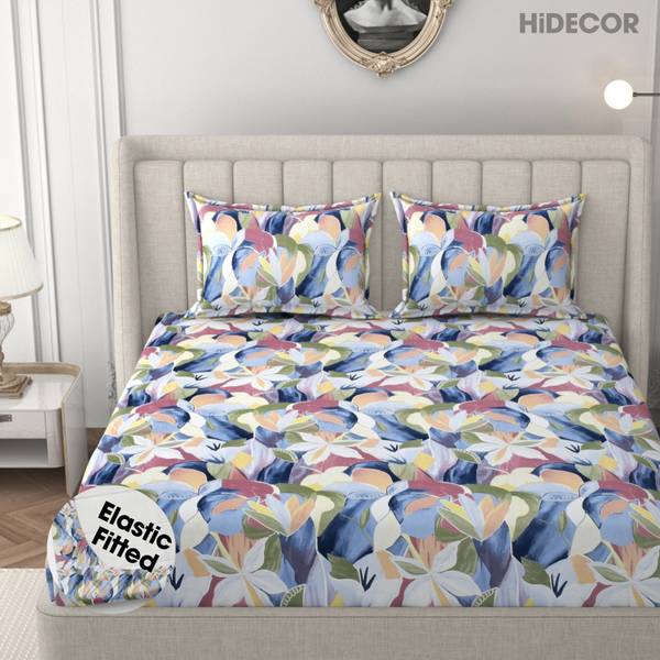 HIDECOR 280 TC Microfiber King Printed Fitted (Elastic) Bedsheet
