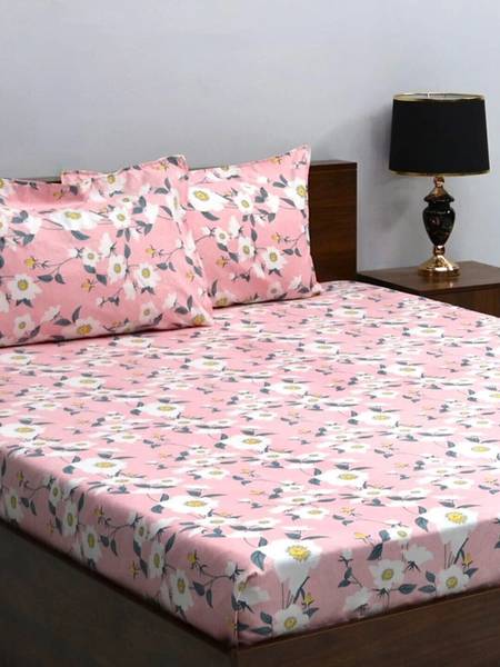 Bombay Dyeing Microfiber Queen Flat 144 TC Floral Bedsheet