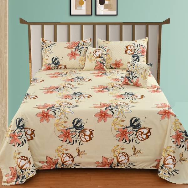 CLOVIS KRAFTS 300 TC Cotton King Floral Flat Bedsheet