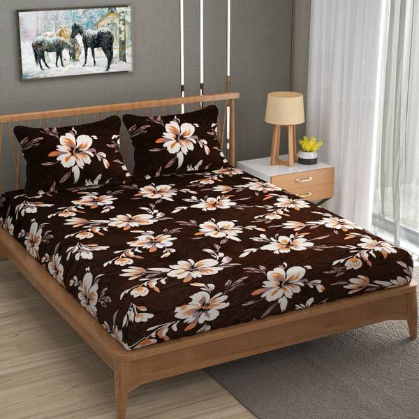 LATHWAL CREATIONS 254 TC Woolen King Printed Fitted (Elastic) Bedsheet