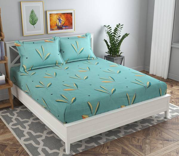 VAS COLLECTIONS 160 TC Microfiber King Striped Flat Bedsheet