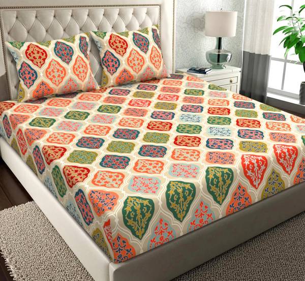 VAS COLLECTIONS 144 TC Microfiber Double Abstract Flat Bedsheet