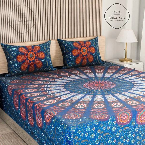 PahalArts Cotton Double Flat 144 TC Jaipuri Prints Bedsheet