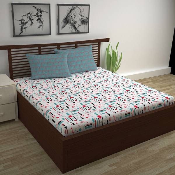 Divine Casa 144 TC Cotton Double Printed Flat Bedsheet
