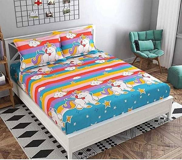 VA Creations 500 TC Cotton Double Printed Flat Bedsheet