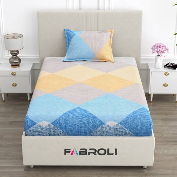 Fabroli 300 TC Cotton Single Printed Flat Bedsheet
