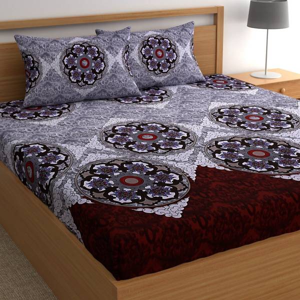 CG Homes 180 TC Cotton King Printed Flat Bedsheet