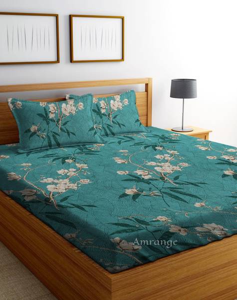 Amrange 210 TC Cotton Double Floral Flat Bedsheet