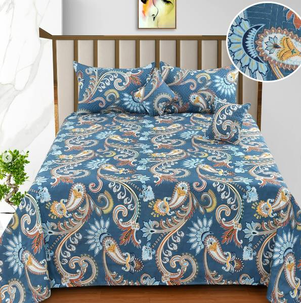 New Click Shop 280 TC Cotton Double Floral Flat Bedsheet