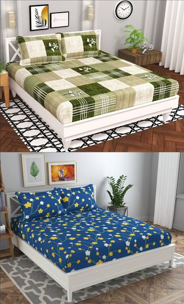 BSB HOME 144 TC Microfiber Double Printed Flat Bedsheet