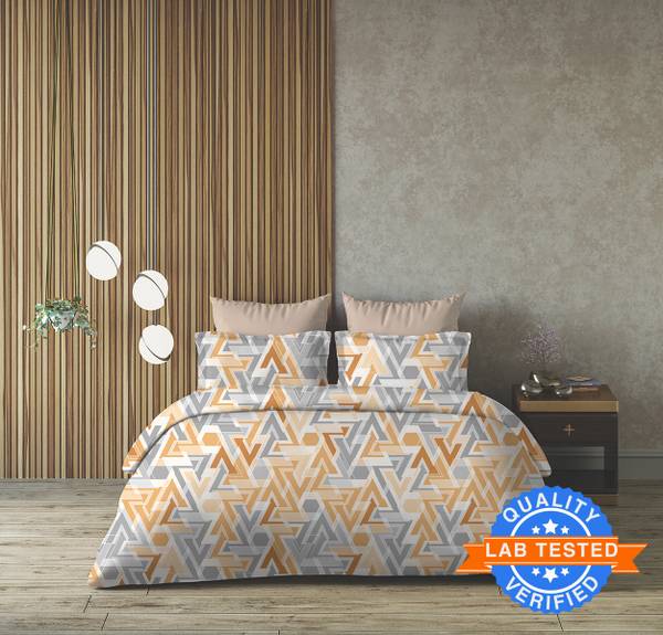 Arvind 120 TC Cotton King Geometric Fitted (Elastic) Bedsheet