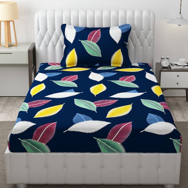 TINDLER KNOTS 210 TC Cotton, Microfiber Single Floral Flat Bedsheet