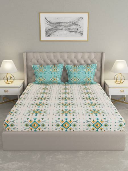 Raymond Home 144 TC Cotton Double Motifs Flat Bedsheet