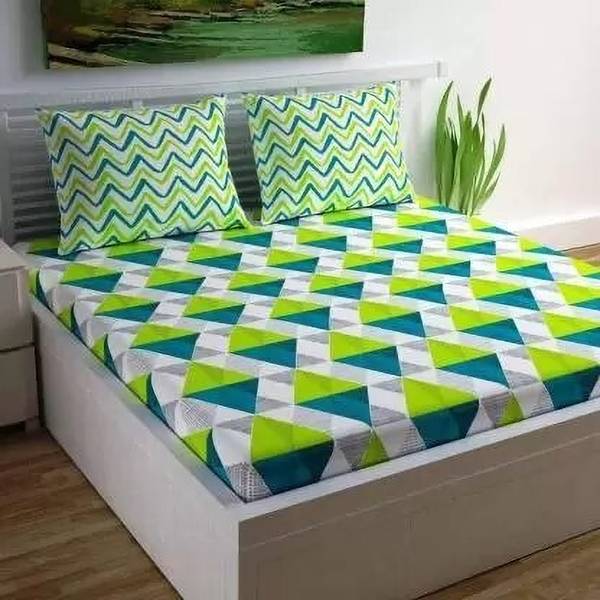 LA MANTTA 180 TC Polycotton Double Geometric Flat Bedsheet