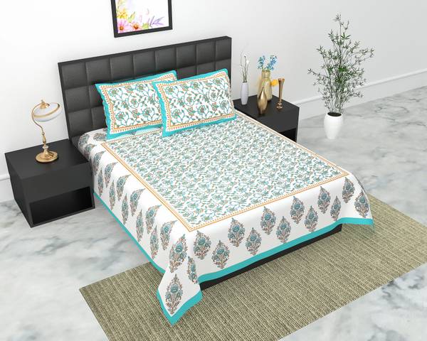 JAIPUR PRINTS 160 TC Cotton Double Jaipuri Prints Flat Bedsheet