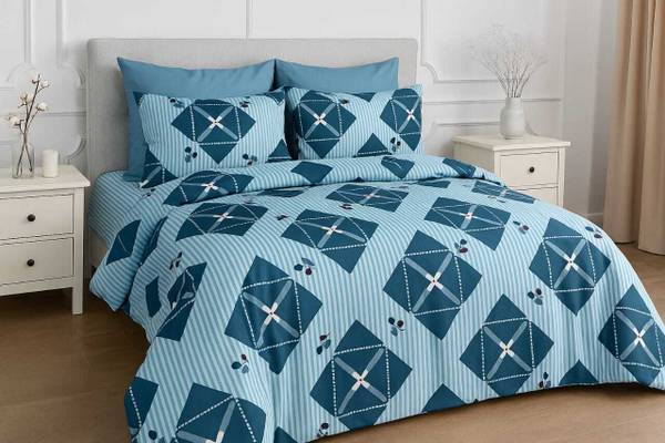 IWS Microfiber Double Flat 144 TC 3D Printed Bedsheet