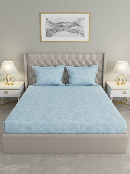 Raymond Home 210 TC Cotton King Floral Flat Bedsheet