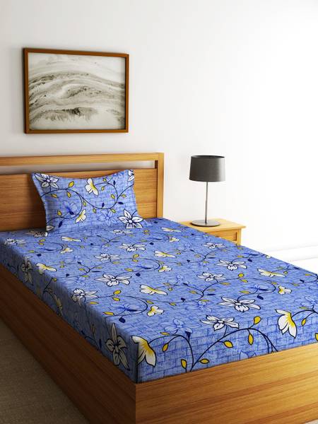 Fashion String 120 TC Microfiber Single Floral Flat Bedsheet