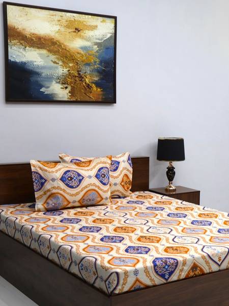 Bombay Dyeing 144 TC Microfiber Queen Abstract Flat Bedsheet