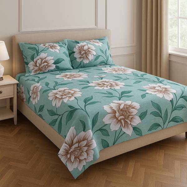 Dammn Decores 200 TC Microfiber Double 3D Printed Flat Bedsheet