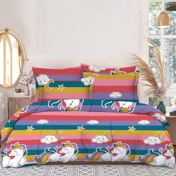 SANJEET Cotton King Flat 260 TC Printed Bedsheet