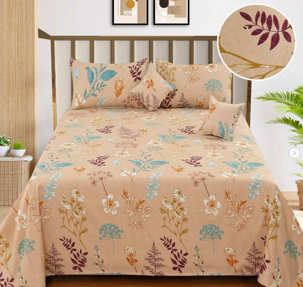 NCS 280 TC Cotton Double Floral Flat Bedsheet