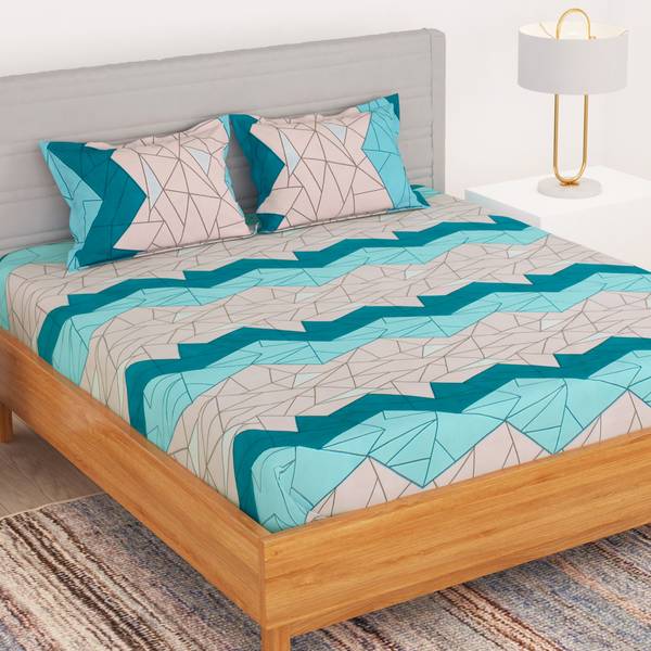 Bedspun 150 TC Polyester Double Geometric Flat Bedsheet